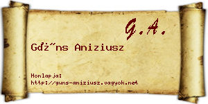Güns Aniziusz névjegykártya